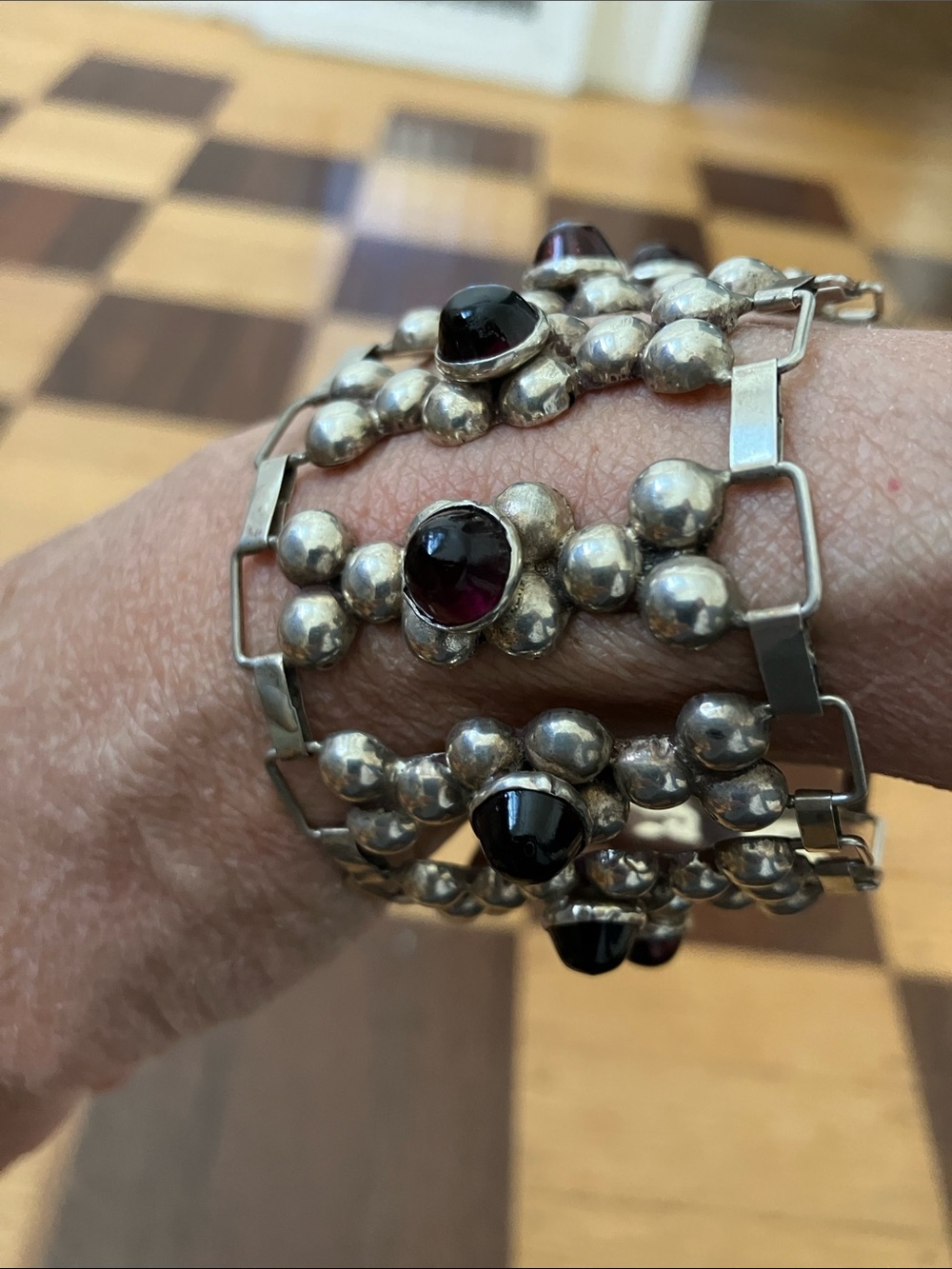 RARE! Iconic Vintage Fred Davis style Mexican Silver Caviar Bracelet - Picture 12 of 12